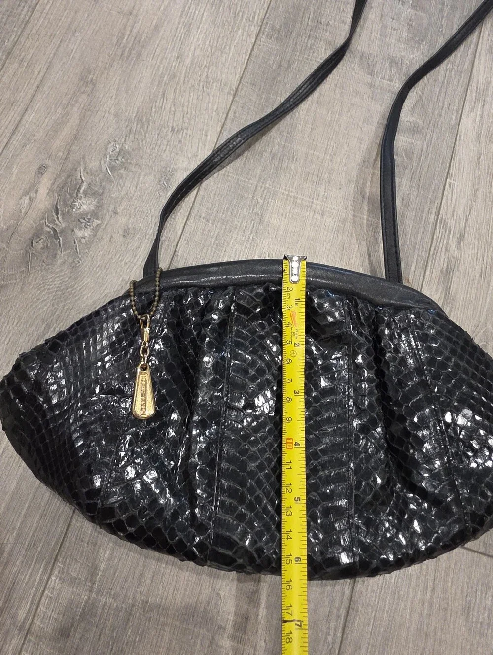 Vintage Pierre Cardin Black Snakeskin Shoulder Hobo Clutch Bag Y2K